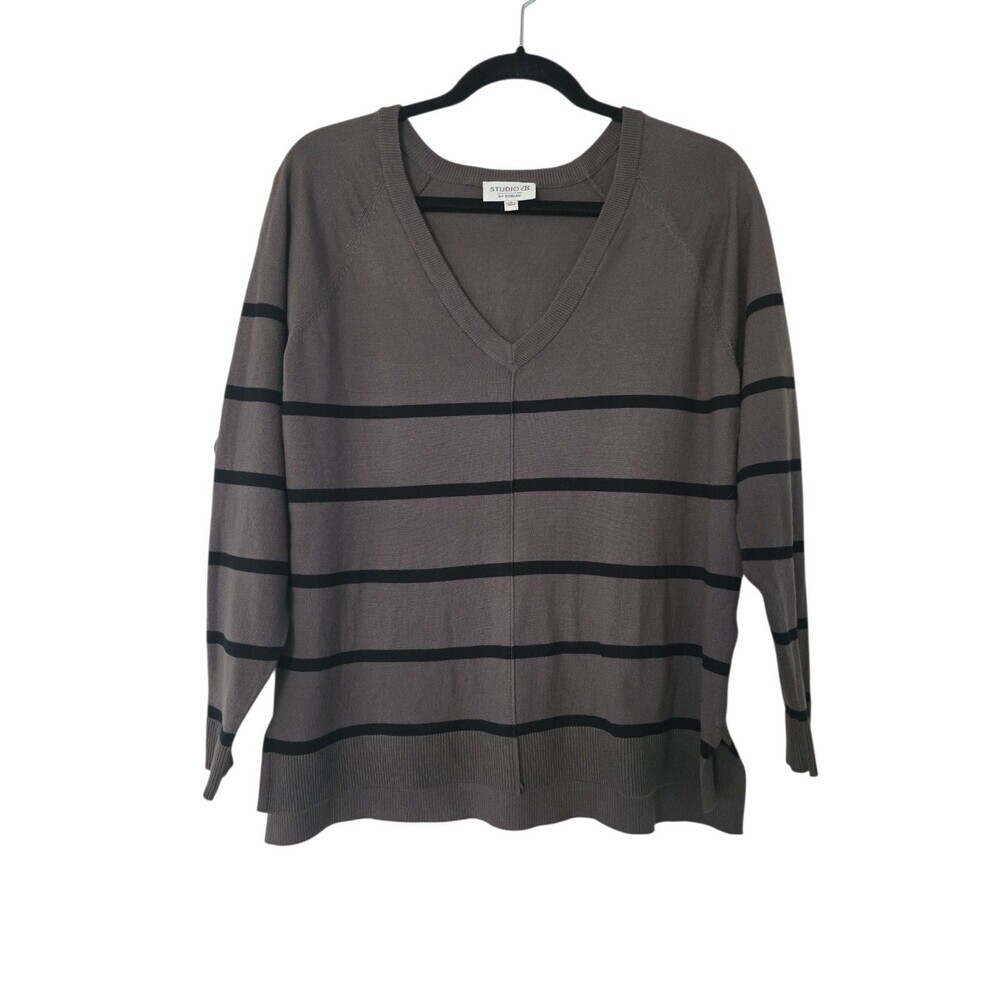 Studio B Women's Long Sleeve Sweater Size Large Brown Striped